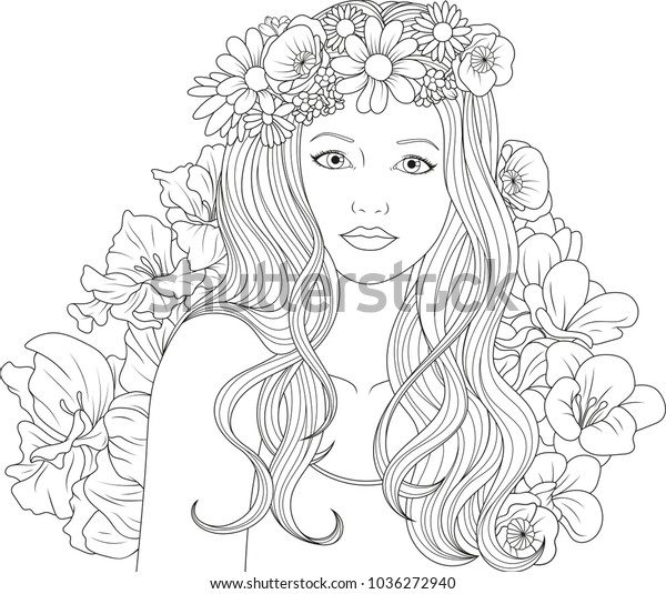 Vector Illustration Beautiful Girl Coloring On 库存矢量图（免版税）1036272940 Shutterstock 