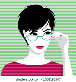 Vector illustration of beautiful girl in glasses