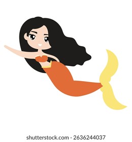 Vector illustration of Beautiful Girl Mermaid