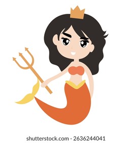 Vector illustration of Beautiful Girl Mermaid