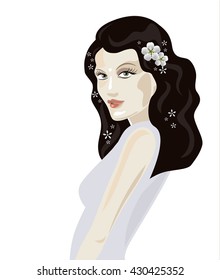 Vector illustration of a beautiful girl posing