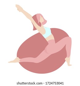 Vector illustration, a beautiful girl stretching. Dealing with stress. Yoga and meditation. 