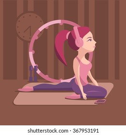 vector illustration of a beautiful girl who does sports exercises