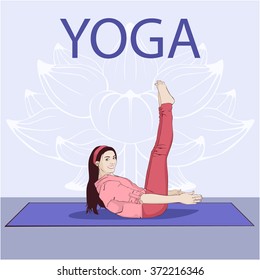 vector illustration beautiful girl in yoga position