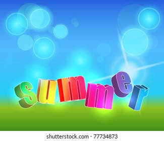 Vector illustration of beautiful, glowing summer text