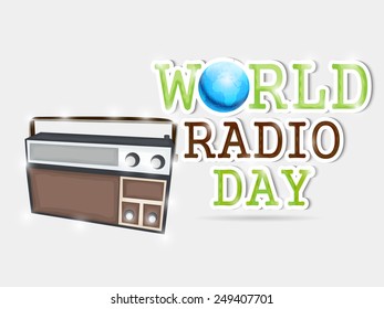 Vector illustration of a beautiful glowing text for World Radio Day.