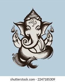 Vector illustration of Beautiful God Ganesha. Lambodar
