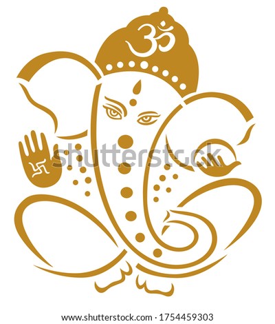 Vector illustration of Beautiful Golden God Ganesha. Lambodar