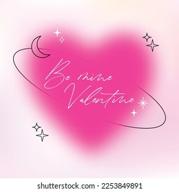 Vector illustration of beautiful gradient trendy love heart. Happy Valentine's Day modern card with blurred background for banner, t-shirt, postcard, greeting card