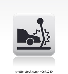 Vector illustration of a beautiful gray icon isolated in a modern style with a reflection effect depicting a car collision