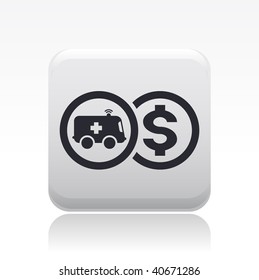 Vector illustration of a beautiful gray icon isolated in a modern style with a reflection effect depicting ambulance