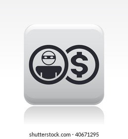 Vector illustration of a beautiful gray icon isolated in a modern style with a reflection effect depicting a criminal