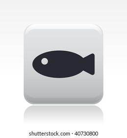 Vector illustration of a beautiful gray icon isolated in a modern style with a reflection effect depicting a fish