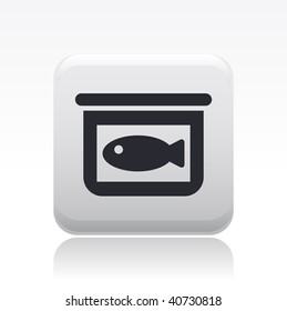 Vector illustration of a beautiful gray icon isolated in a modern style with a reflection effect depicting a tin fish