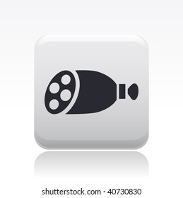 Vector illustration of a beautiful gray icon isolated in a modern style with a reflection effect depicting a salami cut