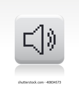Vector illustration of a beautiful gray icon isolated in a modern style with a reflection effect depicting a web symbol "audio volume" in pixel