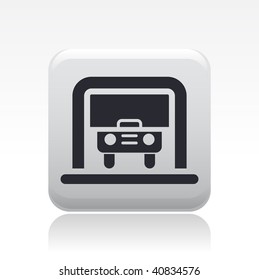 Vector illustration of a beautiful gray icon isolated in a modern style with a reflection effect depicting a stationary car in the garage