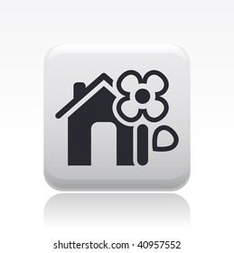 Vector illustration of a beautiful gray icon isolated in a modern style with a reflection effect depicting a flower associated with house or apartment