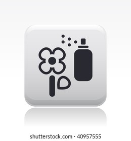 Vector illustration of a beautiful gray icon isolated in a modern style with a reflection effect depicting a flower with spray in action