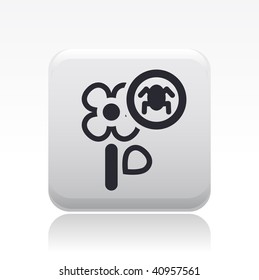 Vector illustration of a beautiful gray icon isolated in a modern style with a reflection effect depicting a flower with parasite or insect