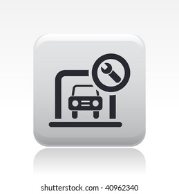 Vector illustration of a beautiful gray icon isolated in a modern style with a reflection effect depicting a car in garage mechanic