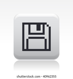 Vector illustration of a beautiful gray icon isolated in a modern style with a reflection effect depicting a floppy stylized in pixels