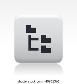 Vector illustration of a beautiful gray icon isolated in a modern style with a reflection effect depicting a computer folders stylized in pixels