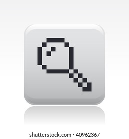 Vector illustration of a beautiful gray icon isolated in a modern style with a reflection effect depicting a magnifying glass or zoom stylized pixel