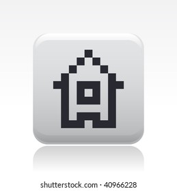 Vector illustration of a beautiful gray icon isolated in a modern style with a reflection effect depicting a pixel home