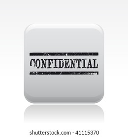 Vector illustration of a beautiful gray icon isolated in a modern style with a reflection effect depicting a grunge stamp "confidential"