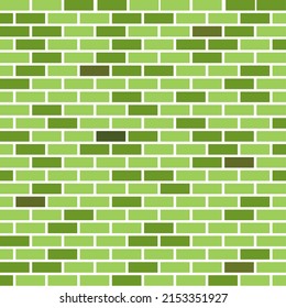Ilustración vectorial de una hermosa pared de ladrillo verde que alterna entre verde claro y verde. Para el fondo.