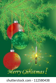 Vector illustration of beautiful green Christmas card