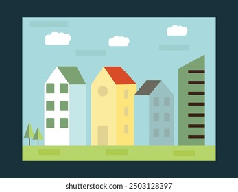 Vector illustration of a beautiful green city. 