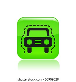 Vector illustration of a beautiful green icon isolated in a modern style with a reflection effect depicting a car veicle
