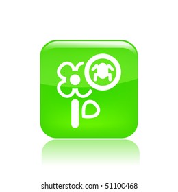 Vector illustration of a beautiful green icon isolated in a modern style with a reflection effect depicting a flower