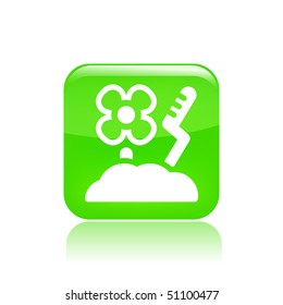 Vector illustration of a beautiful green icon isolated in a modern style with a reflection effect depicting a flower