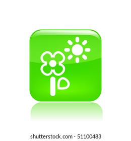 Vector illustration of a beautiful green icon isolated in a modern style with a reflection effect depicting a flower