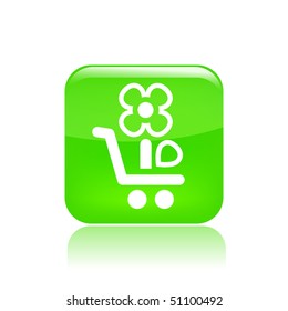Vector illustration of a beautiful green icon isolated in a modern style with a reflection effect depicting a flower