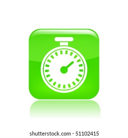 Vector illustration of a beautiful green icon isolated in a modern style with a reflection effect depicting a stylized stopwatch