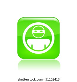Vector illustration of a beautiful green icon isolated in a modern style with a reflection effect depicting a criminal