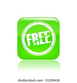 Vector illustration of a beautiful green icon isolated in a modern style with a reflection effect depicting a grunge stamp "free"