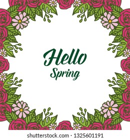 Vector illustration beautiful green leaf floral frame for writing a invitation romantic hand drawn
