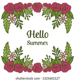 Vector illustration beautiful green leaf floral frame for writing a invitation romantic hand drawn