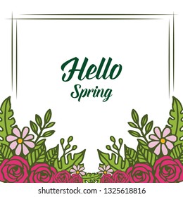 Vector illustration beautiful green leaf floral frame for writing a invitation romantic hand drawn