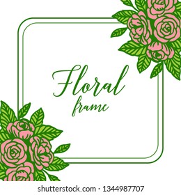 Vector illustration beautiful green leafy with pattern art floral frame hand drawn