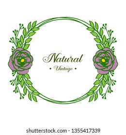 Vector illustration beautiful green leafy flower frame for design natural vintage hand drawn