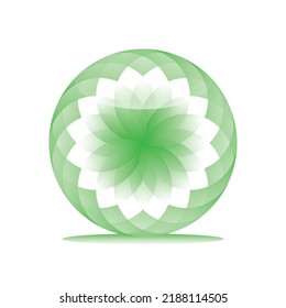 Vector illustration of a beautiful green lotus flower color wheel. like mandalas shape with a bunch of overlapping circles. Simple shapes for design projects