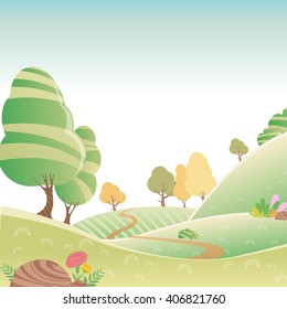 Vector illustration of a beautiful green mountain forest
