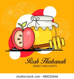Vector illustration of a Beautiful Greeting card design for Jewish New Year Holiday.