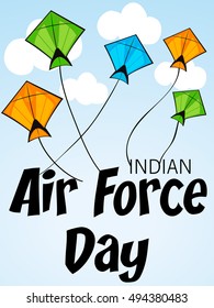 Vector illustration of beautiful greeting card for Indian Air Force Day.